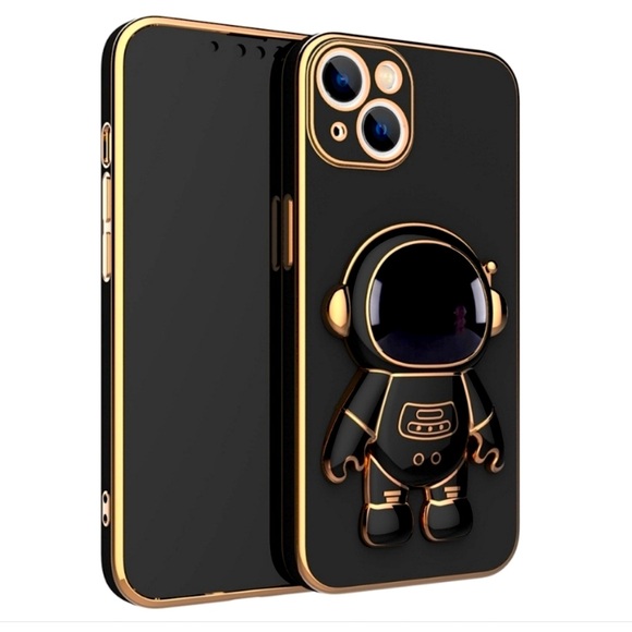Phone case Iphone 13 BLACK astronaut gold NEW - Picture 1 of 5
